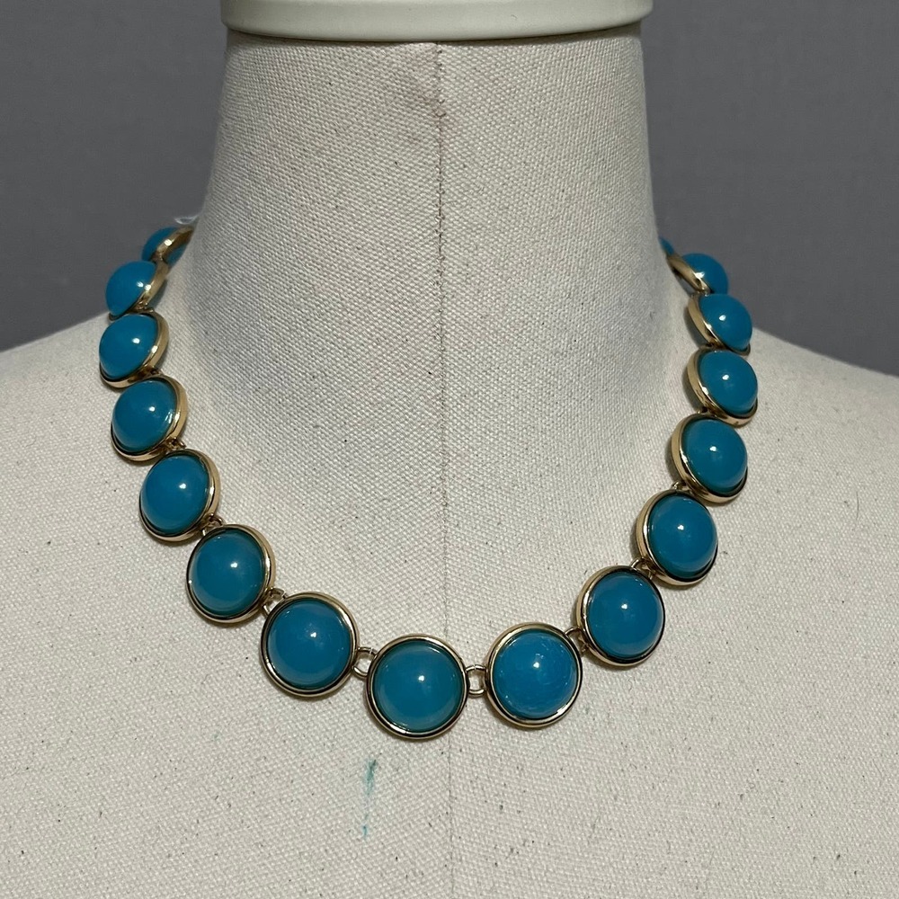 SOLD❌❌❌Blue & Gold Circle Statement Necklace Sz-One Size - Picture 2 of 5